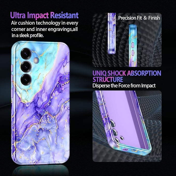 Casetego for Galaxy S25 Plus Case,Compatible with MagSafe,[Military Grade Drop Test] Full Body Protection Slim Shockproof Rugged Marble Women Case for Samsung Galaxy S25 Plus 6.7 inch,Cobalt Violet