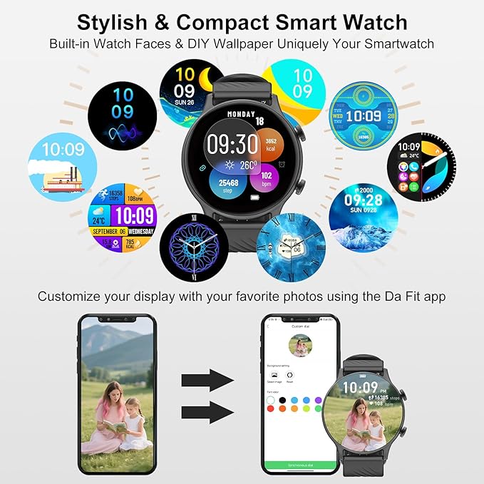 Smart Watch for Women, 1.77" Fitness Tracker with Heart Rate/Sleep/SpO2/Stress Monitor, Fitness Watch for Answer Calls, IP68 Smartwatch for iOS Android, Step Counter Watch, 123+ Sport Modes,2 Bands
