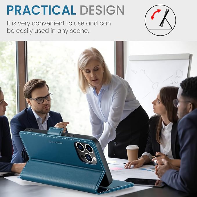 for iPhone 12 Pro Max Case, Premium PU Leather Wallet Case Flip Cover with [RFID Blocking][Card Holder][Stand Function] Shockproof Protective for iPhone 12 Pro Max, Blue