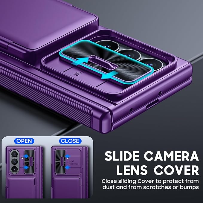 for Samsung Galaxy Z Fold 7 Case Wallet RFID [Cards Holder][Camera Cover][Kickstand] Full Body Shockproof Silicone Protective Phone Case for Galaxy Z Fold 7 Case(Purple)