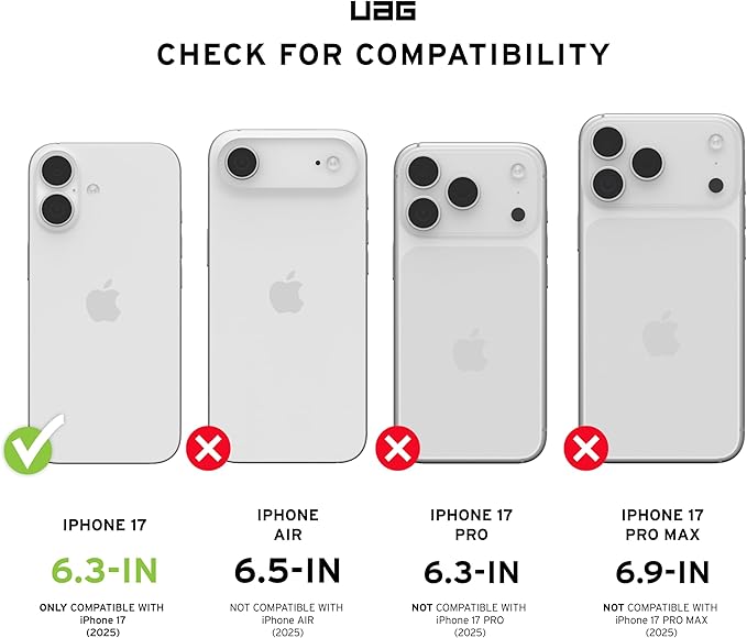 URBAN ARMOR GEAR UAG Designed for iPhone 17 Case Civilian LT - Compatible with MagSafe Military Grade Protective Cover, Black