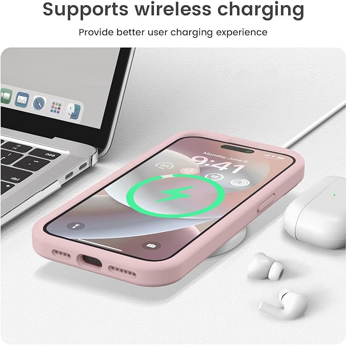 Vooii Compatible with iPhone 15 Pro Max Case, Upgraded Premium Silicone, [Camera Protection] [Soft Anti-Scratch Microfiber Lining] Shockproof Phone Case for iPhone 15 Pro Max 6.7 inch - Pink Sand