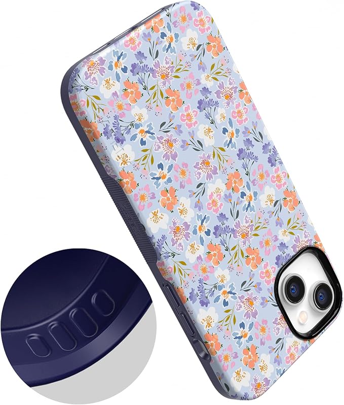 Casely iPhone 14 Case | Poppy Meadows | Pastel Floral | Bold Protective Design | Compatible with MagSafe