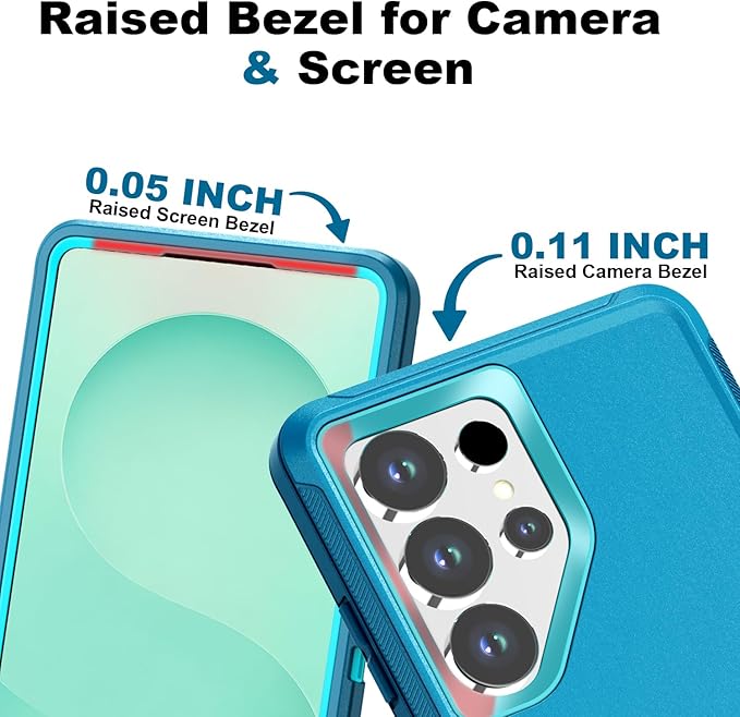 Designed for Samsung Galaxy S24 Ultra Case [with Privacy Screen Protector] 3-Layer Full Body Protection Rugged Shockproof Heavy Duty Phone Case Cover, Turquoise