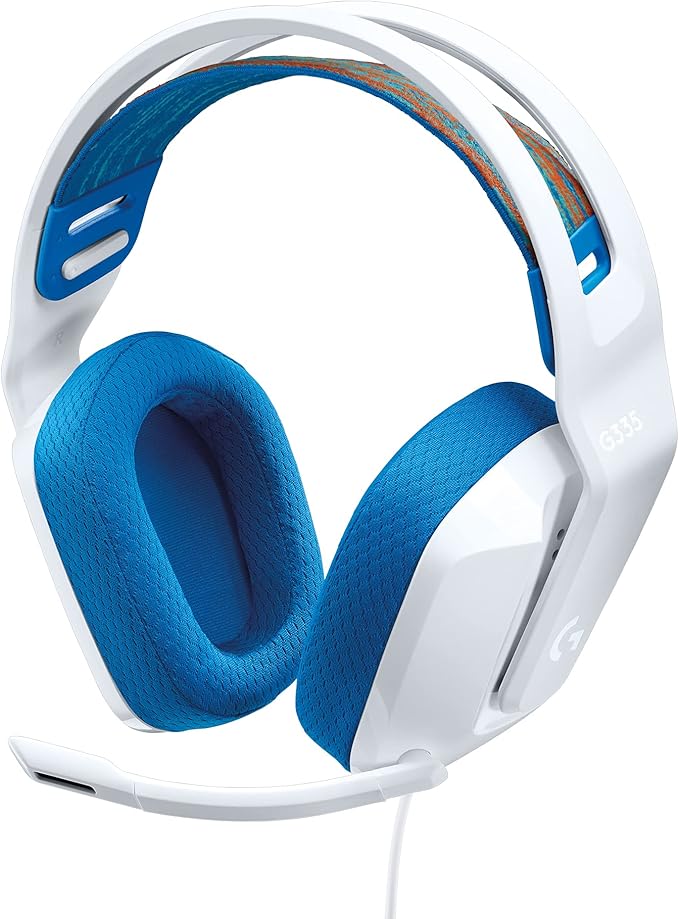 Logitech G335 Wired Gaming Headset, with Flip to Mute Microphone, 3.5mm Audio Jack, Memory Foam Earpads, Lightweight - White