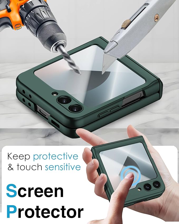 STORMTAL for Samsung Galaxy Z Flip 6 Case/Z Flip 7 FE Case, Hinge Protection, Built-in Screen Protector, Wireless Charging, Slim Rugged Phone Protective Case for Galaxy Z Flip 6 Green