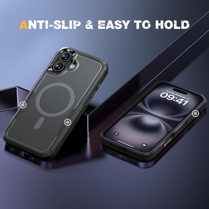 Diaclara Magnetic for iPhone 16 Plus Case, [with Privacy Screen Protector] [Anti Spy] [Military Grade Drop Protection] Heavy Duty Full-Body Shockproof Phone Case, Magnetic Black