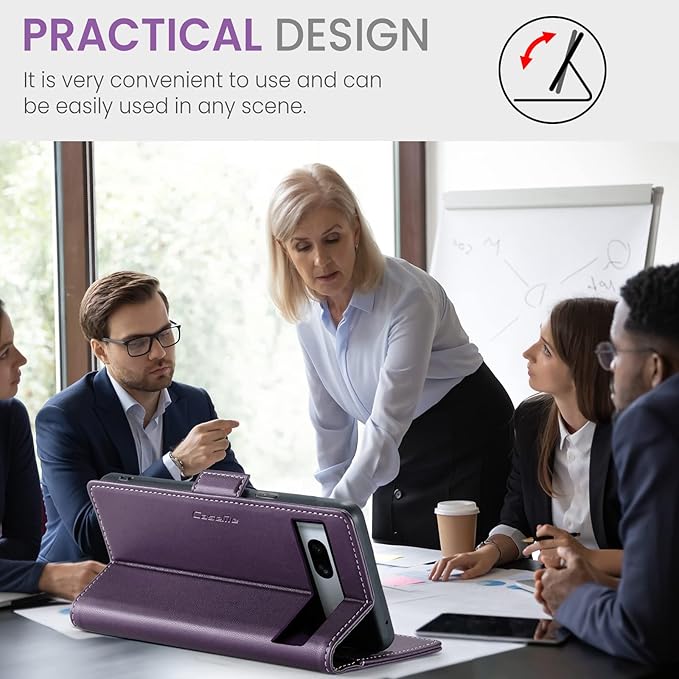 for Google Pixel 7A Case, Premium PU Leather Wallet Case Flip Cover with [RFID Blocking][Card Holder][Stand Function] Shockproof Protective for Google 7A, Purple