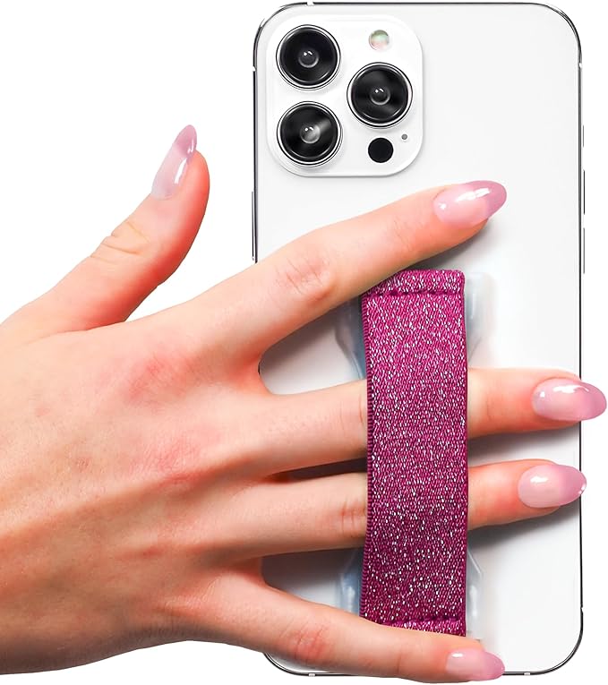 LOVEHANDLE PRO Premium Phone Grip - Elastic Phone Strap - Magnetic Phone Mount and Kickstand for Smartphone and Tablet - Cranberry Glitter