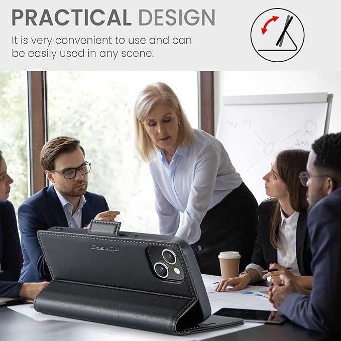 for iPhone 14 Plus Case, Premium PU Leather Wallet Case Flip Cover with [RFID Blocking][Card Holder][Stand Function] Shockproof Protective for iPhone 14 Plus 6.7", Black