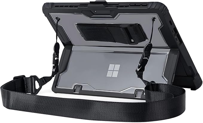 for Microsoft Surface Pro11 Pro10 Pro9 Tablet Protective Case 13 inches 2024/2022, Thicken and Rugged Cover with Stand Case, Compatible Keyboard Cover, Including Hand Strap Shoulder,Black