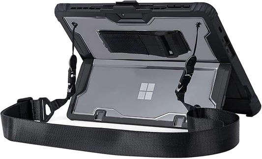 for Microsoft Surface Pro11 Pro10 Pro9 Tablet Protective Case 13 inches 2024/2022, Thicken and Rugged Cover with Stand Case, Compatible Keyboard Cover, Including Hand Strap Shoulder,Black