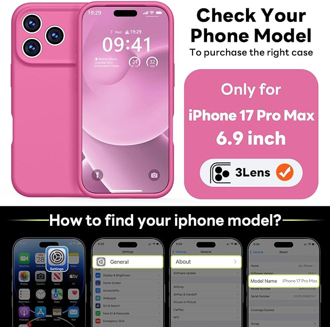 Vooii Magnetic Compatible with iPhone 17 Pro Max Case (Compatible with Magsafe) (Upgraded Camera Protection) Liquid Silicone Shockproof Full Body Protective Phone Cover for Women Men, Pitaya, 6.9”