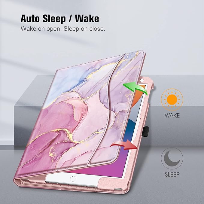 Fintie Case for iPad 9th / 8th / 7th Generation (2021/2020/2019) 10.2 Inch - [Corner Protection] Multi-Angle Viewing Stand Cover with Pocket & Pencil Holder, Auto Sleep Wake, Dreamy Marble