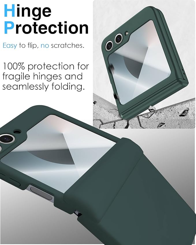 STORMTAL for Samsung Galaxy Z Flip 6 Case/Z Flip 7 FE Case, Hinge Protection, Built-in Screen Protector, Wireless Charging, Slim Rugged Phone Protective Case for Galaxy Z Flip 6 Green