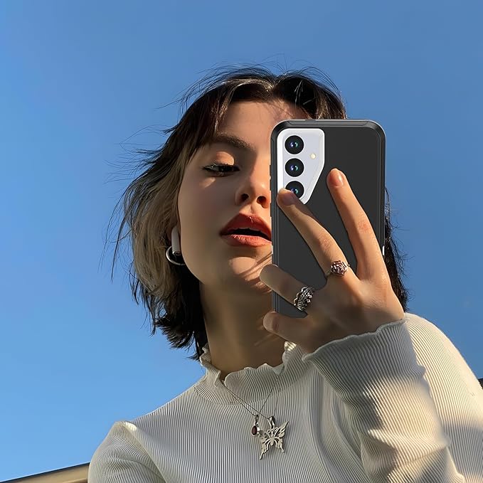 Designed for Samsung Galaxy S24/S25 Case [with Privacy Screen Protector] 3-Layer Full Body Protection Rugged Shockproof Heavy Duty Phone Case Cover, Black/Grey