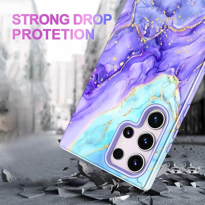 Casetego for Galaxy S23 Ultra Case,Compatible with MagSafe,[Military Grade Drop Test] Full Body Protection Slim Shockproof Rugged Marble Women Case for Samsung Galaxy S23 Ultra 6.8 inch,Cobalt Violet