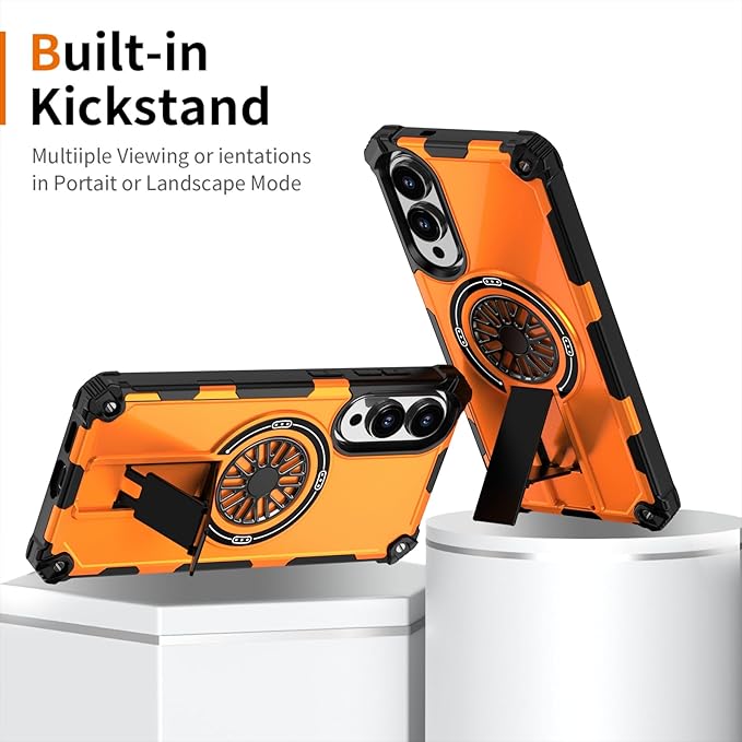 Magnetic Case for Galaxy S25 Edge, [Compatible with Mag-Safe] Shockproof Protective Cover Case for Samsung Galaxy S25 Edge Orange