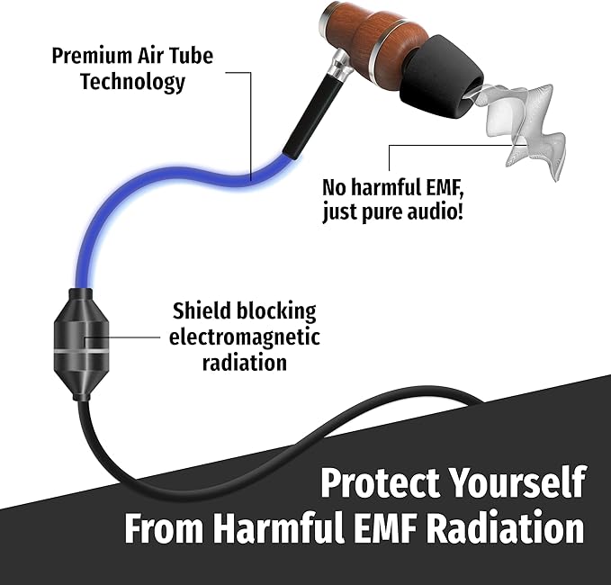 Symphonized Premium Wooden Airtube Headphones EMF Earbuds, 3D Sound, Microphone Volume Control, 8mm Bass Drivers Granting High Audio Quality for USB C Android Devices and iPhone 15 and Up ONLY