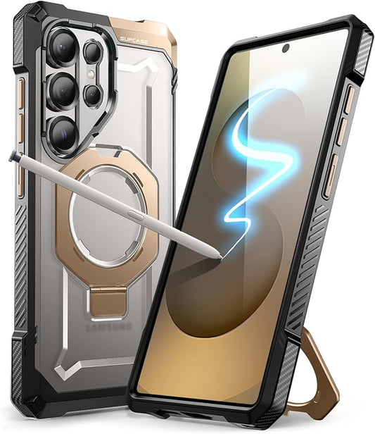SUPCASE for Samsung Galaxy S25 Ultra Case with Stand (Unicorn Beetle Grip), [S Pen Friendly] [Compatible with MagSafe] [Military-Grade Protection] Magnetic Translucent Back Phone Case, Desert
