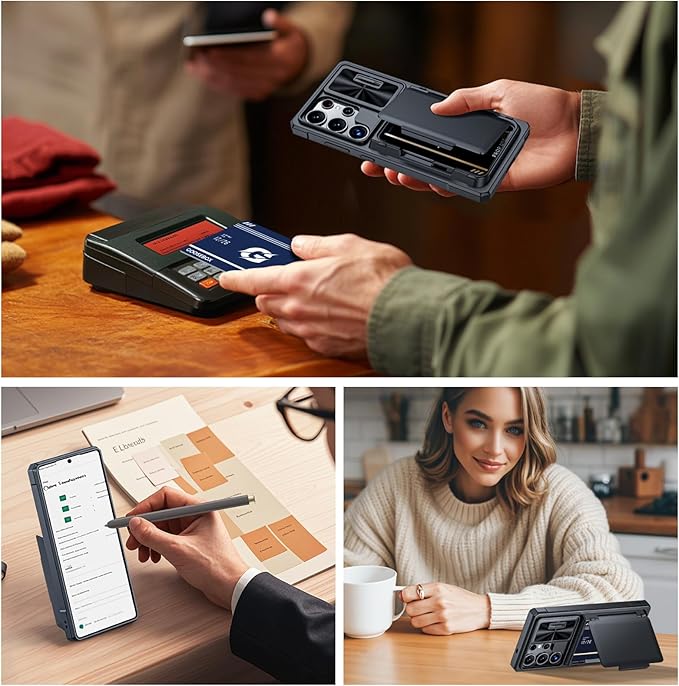 for Samsung Galaxy S25 Ultra Case Wallet with RFID [Cards Holder][Camera Cover][Edge Raised] Full Body Shockproof Silicone Protective Phone Case for Galaxy S25 Ultra 6.9" 2025 (Black)