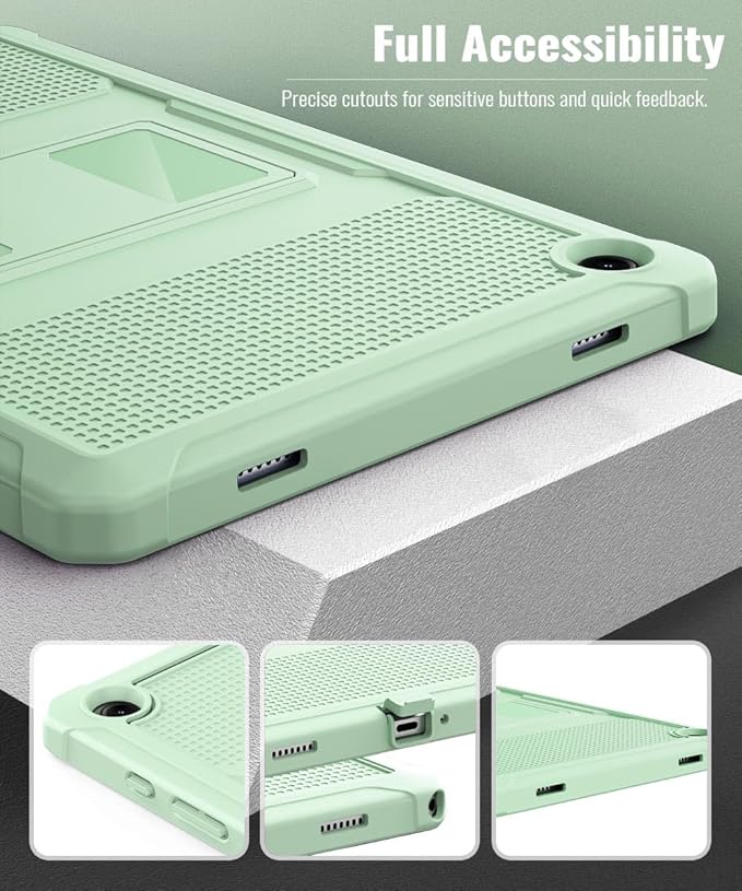 MoKo Case Fit Galaxy Tab A9 Plus 11-Inch 2023 (SM-X210/X216/X218), Shockproof Full Body Rugged Stand Back Cover Built-in Screen Protector Fit Galaxy Tab A9+ 11" 2023, Light Green