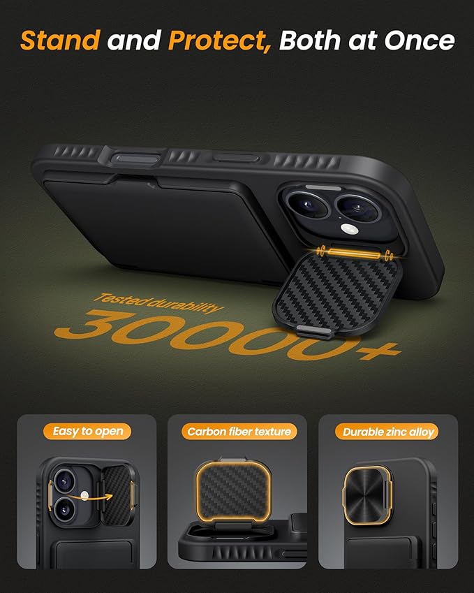 for iPhone 17 Case Wallet, Built-in Stand & Card Holder & Camera Cover, Rugged Military Grade Drop Protection Heavy Duty Hard Protective Phone Cover Case for iPhone 17 6.3" 2025, Black