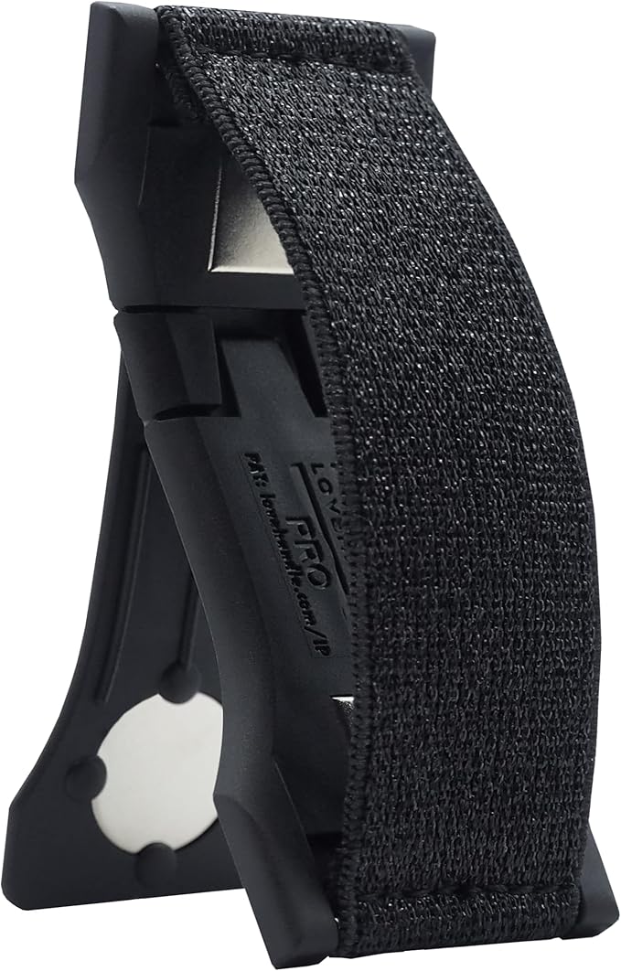 LOVEHANDLE PRO Premium Phone Grip - Elastic Phone Strap - Magnetic Phone Mount and Kickstand for Smartphone and Tablet - Black Glitter