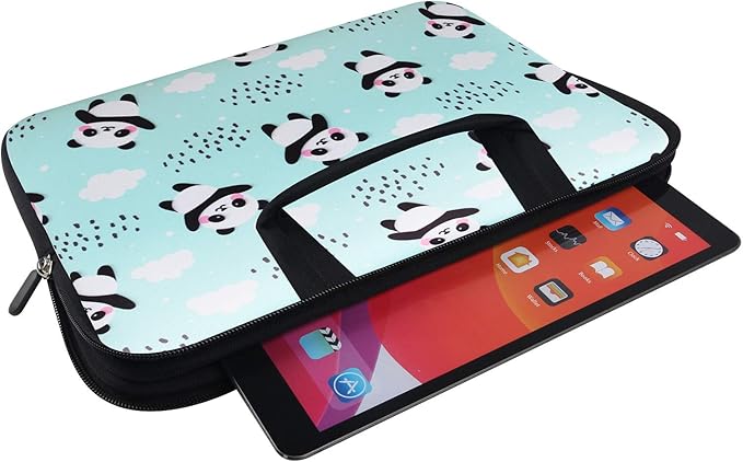 Violet Mist 11 11.6 12 Inch Laptop Sleeve Funny Panda Pattern Laptop Carrying Bag Case with Handle Cute Protective Neoprene Notebook Tablet Computer Travel Cover Pouch Briefcase, Blue Flying Panda
