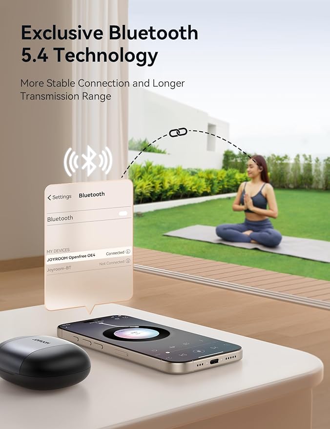 JOYROOM Open-Ear Wireless Earbuds Bluetooth 5.4 Headphones Sport IPX4 Waterproof Ear Buds for During Running/Workout Black