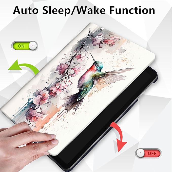 Case for Lenovo Tab P11 Plus Case 2021 (TB-J616F / J616X), 360 Degree Rotating Folding Stand,with Auto Sleep/Wake Case for Lenovo Tab P11 11” 2020 (TB-J606F TB-J606X),Cute Hummingbird Flower