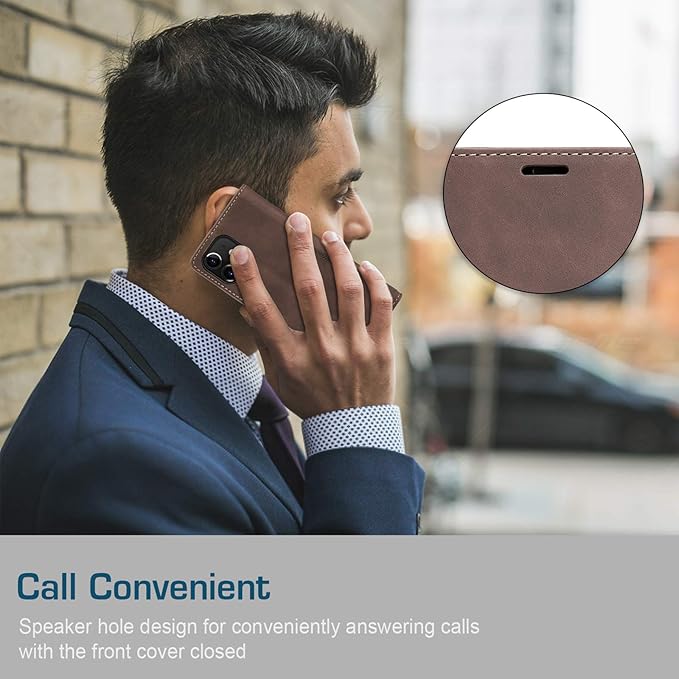 for iPhone 12 Mini Case 5.4", Flip Wallet Leather Case with Card Holder Magnetic Closure Shockproof Kickstand Protective Phone Cases Cover for iPhone 12 Mini,Coffee