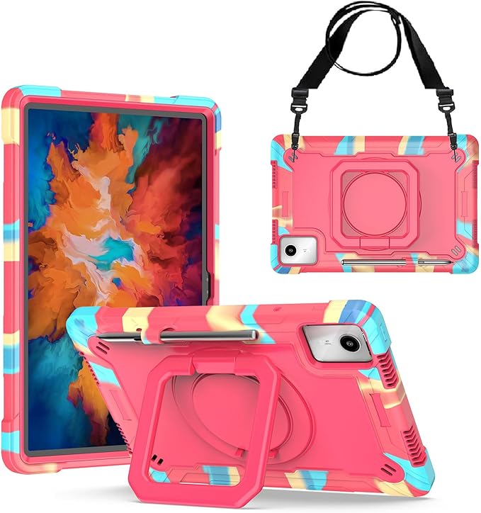 Case for Lenovo Tab M11 11 inch Tablet (TB-330FU / TB-331FC) 2024 Released - Heavy Duty Impact Resistant Case Cover with Rotating Ring Stand (Candy/Pink)