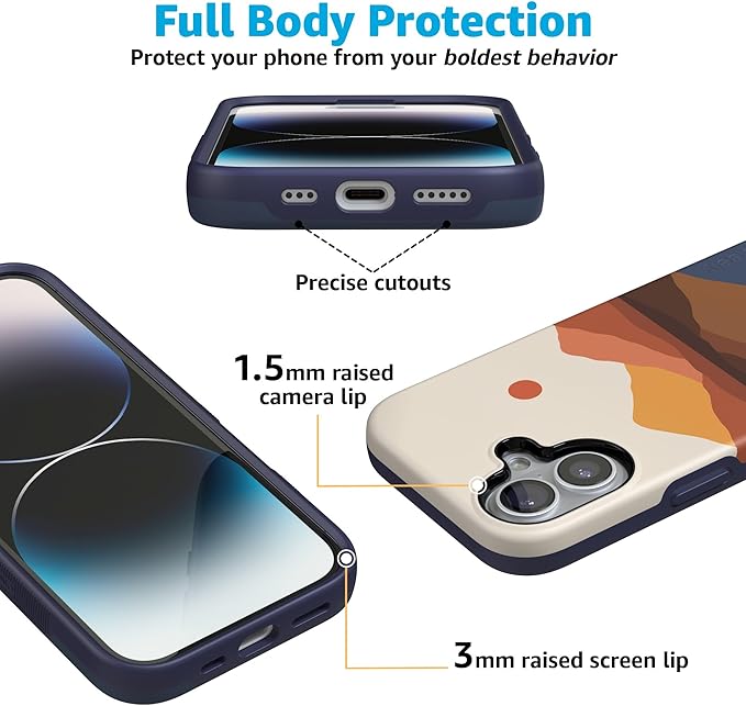 Casely iPhone 17 Case | Opposites Attract | Day & Night Colorblock Mountains | Compatible with MagSafe | Bold Protective Design