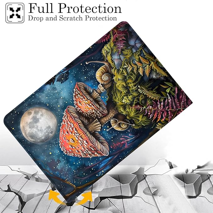 Case for Samsung Galaxy Tab A9+ 11 Inch 2023 Release (SM-X210/X216/X218), Adjustable Stand Auto Wake/Sleep Smart Case for Galaxy Tab A9 Plus Tablet - Moonlit Snails and Mushrooms