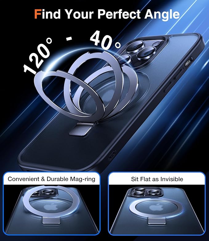 3-in-1 [Magnetic+Kickstand+Ring Holder] for iPhone 13 Pro Max Case Stand Ring Holder Compatible with MagSafe, Military Shockproof Protective iPhone 13 Pro Max Phone Case Kickstand Cover