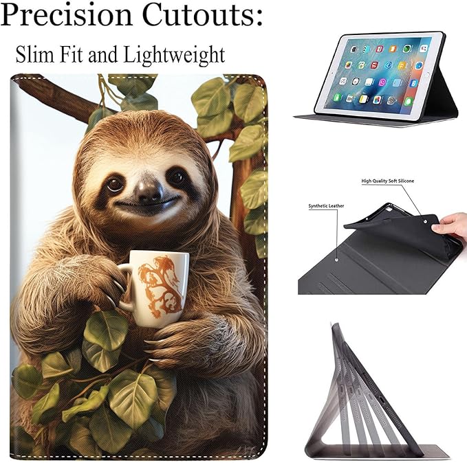 Case for Galaxy Tab A9 Plus ， Auto Sleep/Wake Multi-Angle Viewing Slim Folio Stand Cover for Samsung Galaxy Tab A9+/A9 Plus 11 Inch 2023 (SM-X210/X216/X218), Sloth