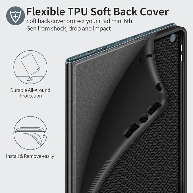 H HOLIMET Case for iPad 9th Generation 10.2 Inch 2021 iPad 8th 7th Generation 2020/2019 with Pencil Holder Vegan Leather Auto Sleep/Wake Smart Shockproof Protective Cover