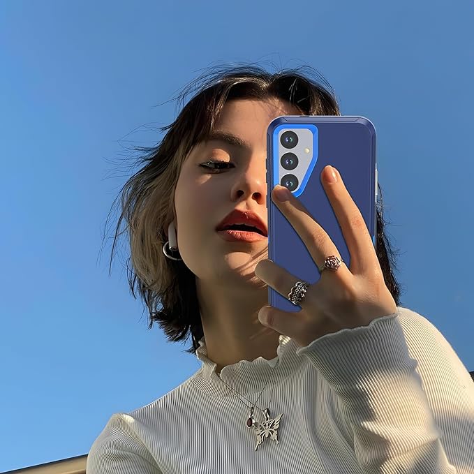 Designed for Samsung Galaxy S24/S25 Case [with Privacy Screen Protector] 3-Layer Full Body Protection Rugged Shockproof Heavy Duty Phone Case Cover, Navy Blue