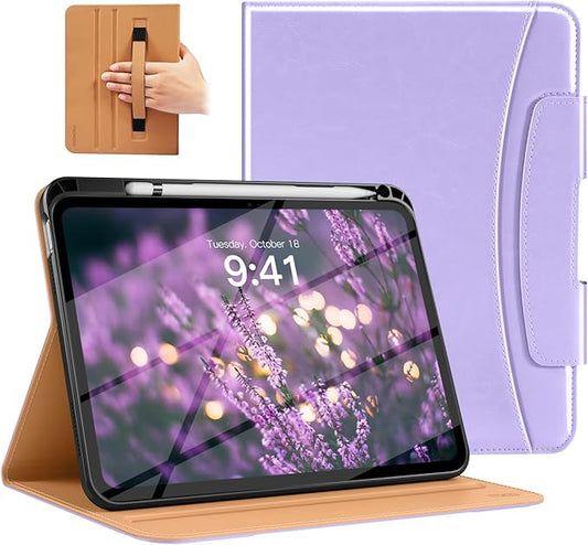 MoKo for iPad (A16) 11th Generation Case 11 inch 2025, iPad 10th Generation Case 10.9" 2022 with Pencil Holder & Pocket, Premium Leather Folio Stand Cover, Multiple Viewing Angles, Light Purple