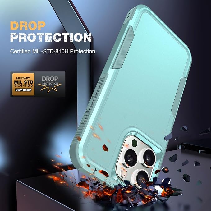 Diaclara Designed for iPhone 15 Pro Max Case, [with Privacy Screen Protector] [Anti Spy] [Military Grade Drop Protection] Heavy Duty Full-Body Shockproof Phone Case, Mint Green