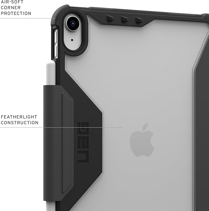URBAN ARMOR GEAR UAG Designed for iPad A16 Case 11" 11th Gen 2025, 10.9" 10th Gen 2022 (A3354 A3355) Plyo LT - Armor Shell Folio Cover with Adjustable Kickstand & Pencil Holder, Ice/Black