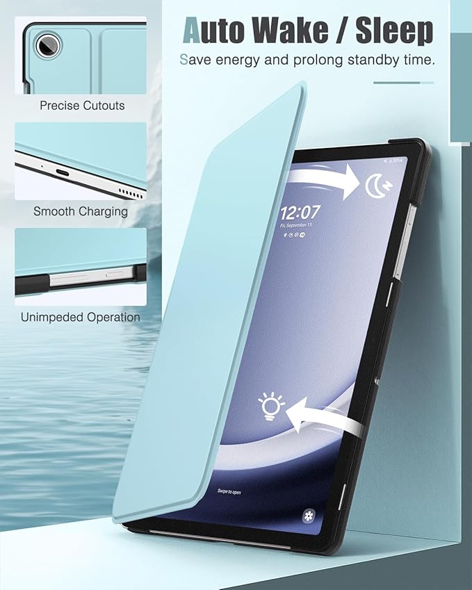 MoKo Case for Samsung Galaxy Tab A9 Plus 11-Inch 2023, Multi-Angle Viewing Slim Hard Back Shell Protective Cover Case with Auto Wake/Sleep for Galaxy Tab A9+ Tablet SM-X210/SM-X216/SM-X218, Sky Blue