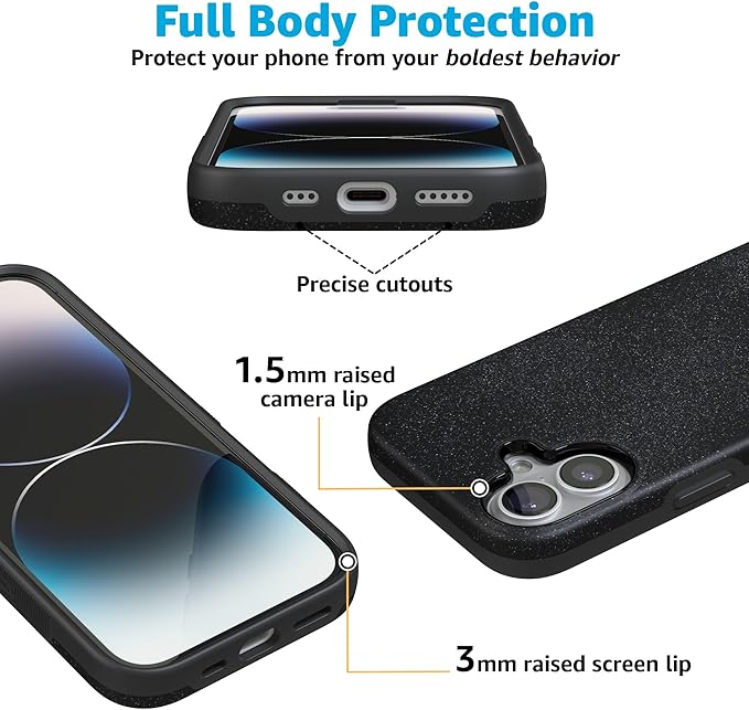 Casely iPhone 17 Case | Midnight Onyx | Black Shimmer | Compatible with MagSafe | Bold Protective Design