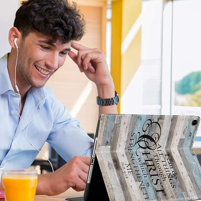 Case for Samsung Galaxy Tab A9 Plus 11 inch 2023，Slim Fit Foldable Standing Cover Case with Auto Sleep/Wake，I Can Do All Things Through Christ Who Strengthens Me