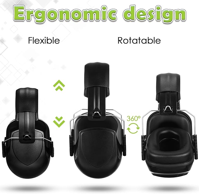 4 Pack NRR 28dB Safety Ear Muffs, Foldable Noise Reduction Safety Ear Protection Adult Noise Cancelling Earmuffs for Shooting