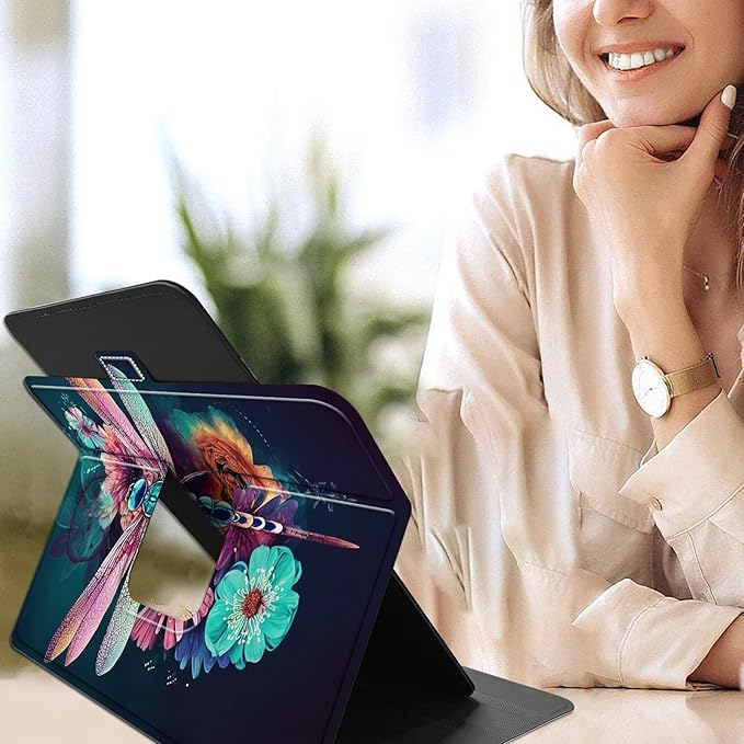 for Walmart Onn 10.4" Tablet Pro 2023 (Model:100110603) Case Dluggs 360 Degree Rotating Smart Protective Stand Cover for Walmart Onn 10.4 Inch Pro Tablet-Beautiful Dragonfly