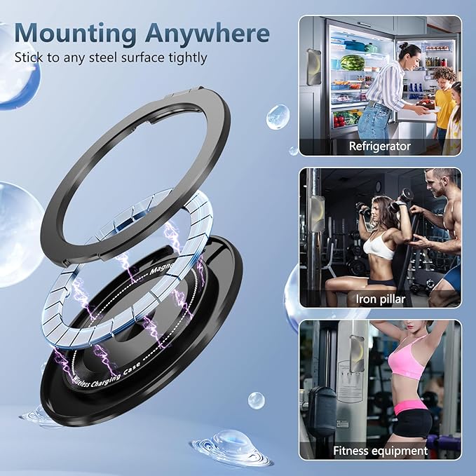 for Samsung Galaxy S24 Plus Case Compatible Wireless Charging Magnetic,with Screen Protector,for S24+Plus Phone Case with 360°Stand Ring Military Grade Shockproof Heavy Duty Protection Black