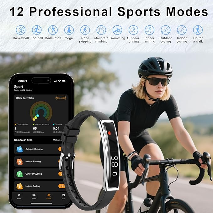 Efolen Smart Bracelet for Women,Ultralight Fitness Tracker Smart Wristband with Heart Rate/Blood Oxygen/Sleep Monitor/Pedometer,Slim Smartwatch for Android iPhone,Activity Tracker,2 Band,Silver