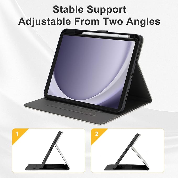 Elegant Case for Samsung Galaxy Tab A9 Plus 11 Inch 2023（Model: SM-X210/X216/X218）, Premium Leather Crocodile Cover | Stand | Card Pockets| Wrist Strap| S Pen Holde (Creamy White)